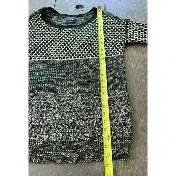 American Eagle Vintage Boyfriend Mixed Knit Sweater Oversized Black White Small - Picture 3 of 8